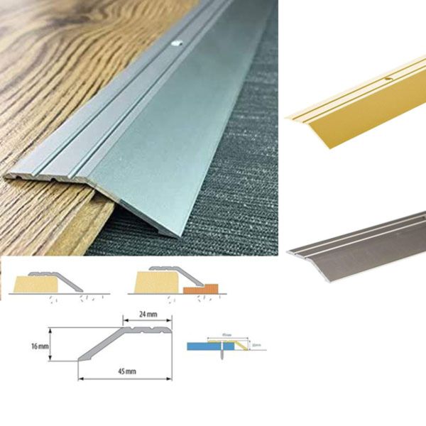 45mm x 16mm Aluminium Door Trim For Laminate Floors at Different Levels