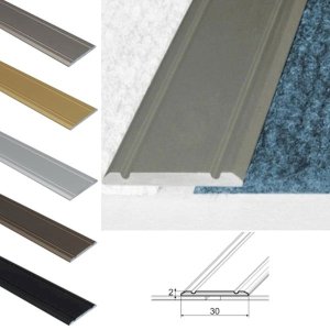 30mm Wide Aluminium Flat Door Threshold Self Adhesive For Wooden, Laminate, Carpet Vinyl Flooring