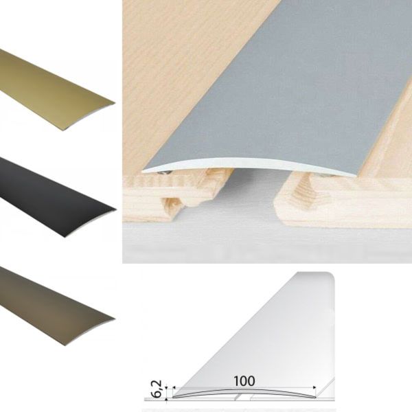 100mm Wide Aluminium Door Threshold Self Adhesive Floor Trim for wooden, laminate, vinyl, Tiled Floors