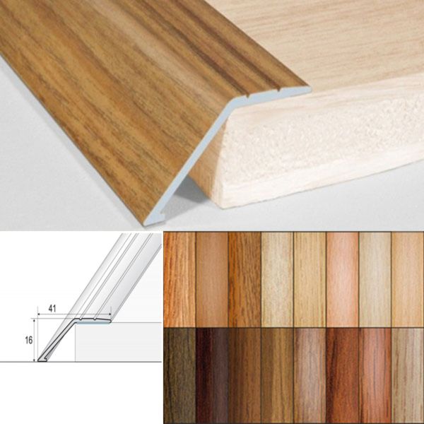 41mm Wide Aluminium Wood Effect Door Floor Trim Carpet Threshold Ramp