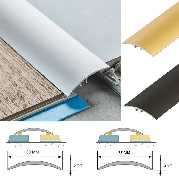 Anodised Aluminium Door Floor Bar Edge Trim Threshold Self Adhesive