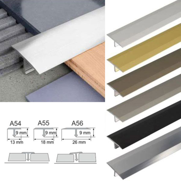 Anodised Aluminium Door Threshold Trim T Bar Transition Strip For Tiles