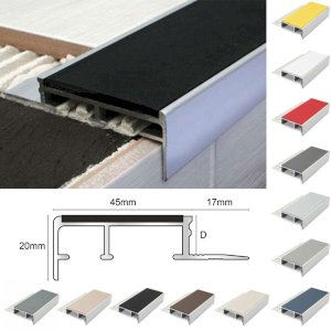 Ceramic Tile-In Stair Nosing For 12.5mm Flooring With Non Slip PVC Insert