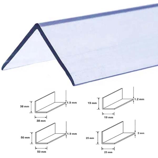 90 Degree Plastic PVC Corner 2.44m Long Clear Angle Trim Moulding 