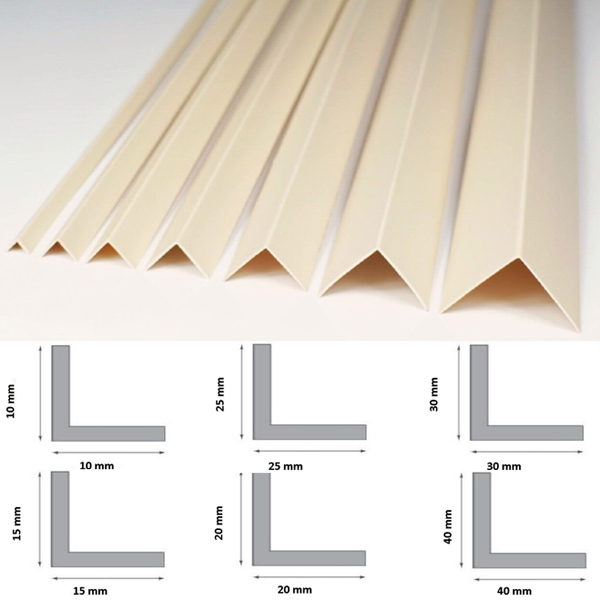 Ivory 1m Long Plastic PVC Corner 90 Degree Angle Trim With 1m Length 