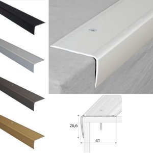 41mm x 26.6mm Non Slip Aluminium Ribbed Stair Nosing for Stair Treads Protection