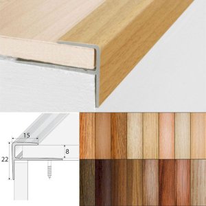 15mm x 22mm Push-In Aluminium Wood Effect Stair Nosing Edge Trim