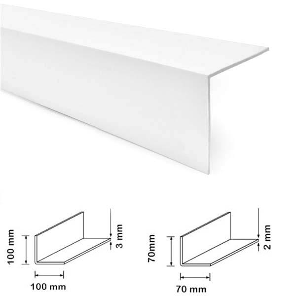 White Plastic 1m Long PVC Corner 90 Degree Angle Trim