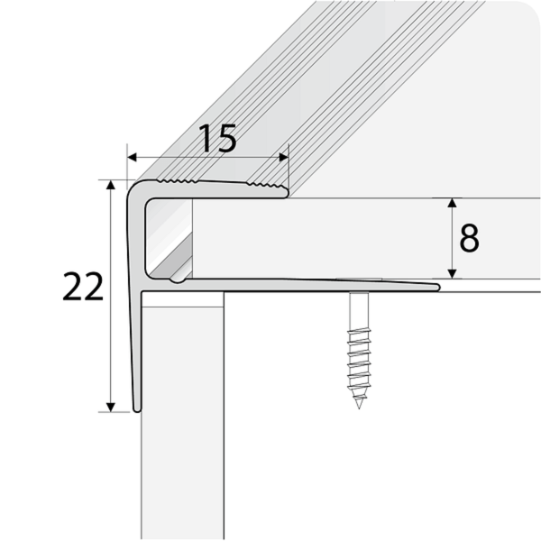 15mm x 22mm Push-In Aluminium Wood Effect Stair Nosing Edge Trim