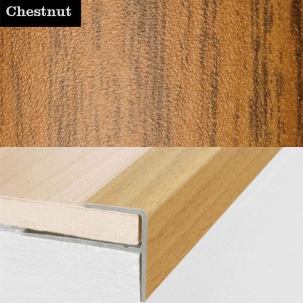 15mm x 22mm Push-In Aluminium Wood Effect Stair Nosing Edge Trim