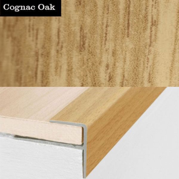 15mm x 22mm Push-In Aluminium Wood Effect Stair Nosing Edge Trim