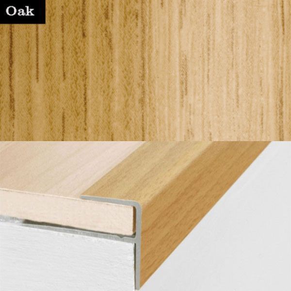 15mm x 22mm Push-In Aluminium Wood Effect Stair Nosing Edge Trim