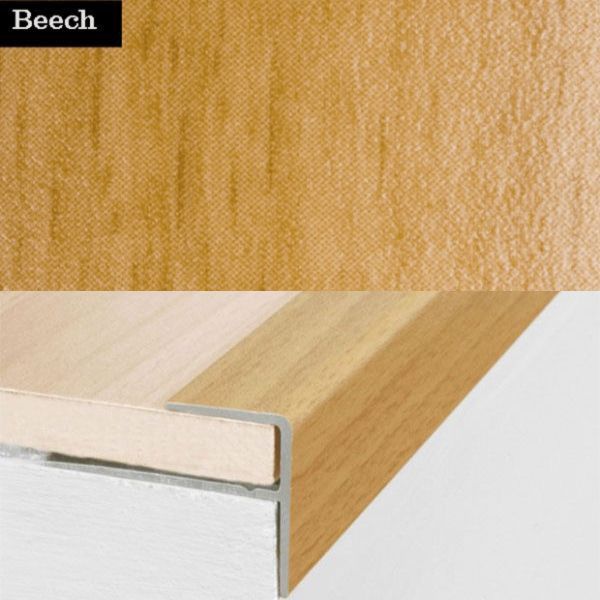 15mm x 22mm Push-In Aluminium Wood Effect Stair Nosing Edge Trim