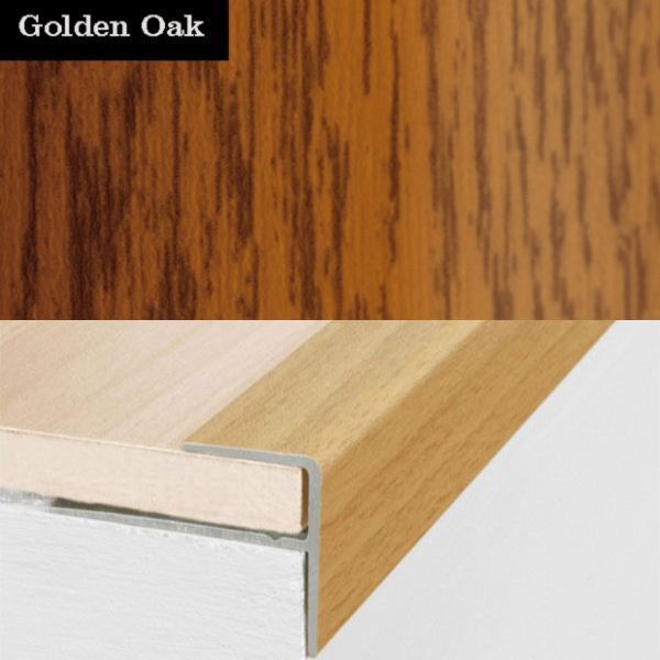 15mm x 22mm Push-In Aluminium Wood Effect Stair Nosing Edge Trim