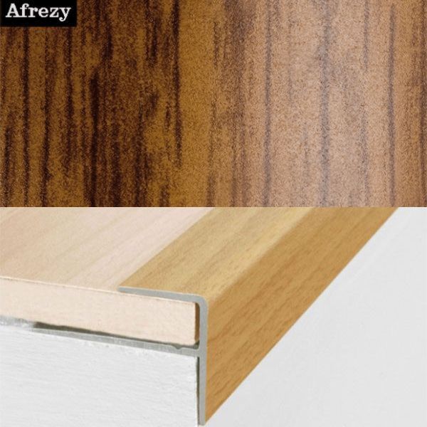 15mm x 22mm Push-In Aluminium Wood Effect Stair Nosing Edge Trim