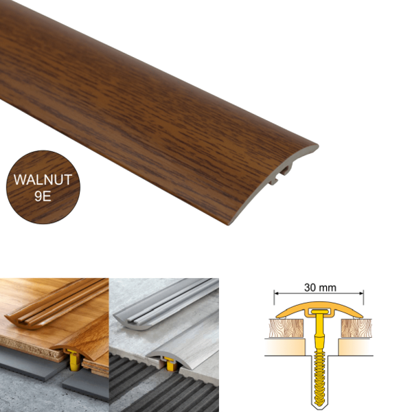 PVC Door Floor Trim 30mm Wide for Wooden, Laminate, Carpet, Vinyl or Tiled Floors