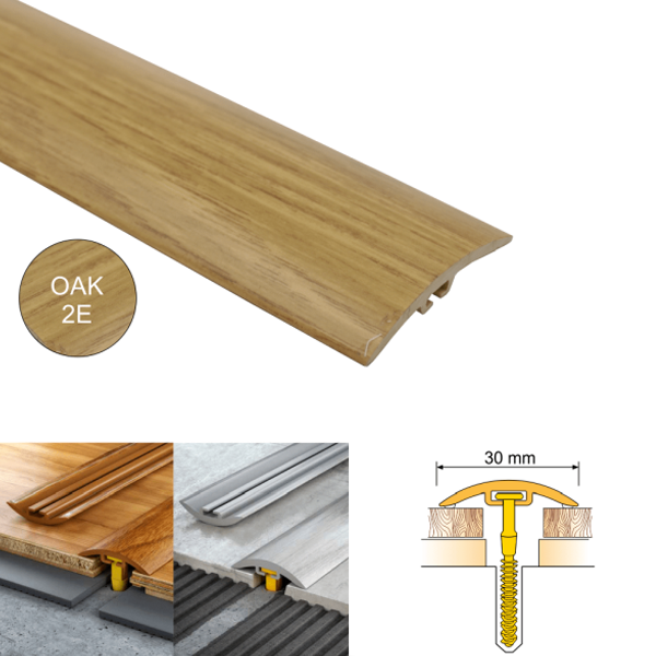 PVC Door Floor Trim 30mm Wide for Wooden, Laminate, Carpet, Vinyl or Tiled Floors