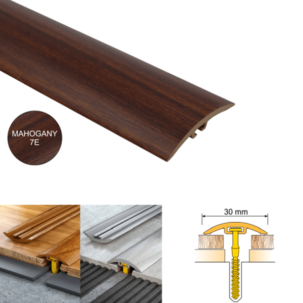 PVC Door Floor Trim 30mm Wide for Wooden, Laminate, Carpet, Vinyl or Tiled Floors