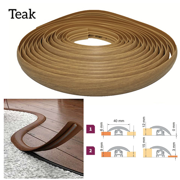 40mm Wide PVC Flexible Flooring Transition Profile Door Threshold