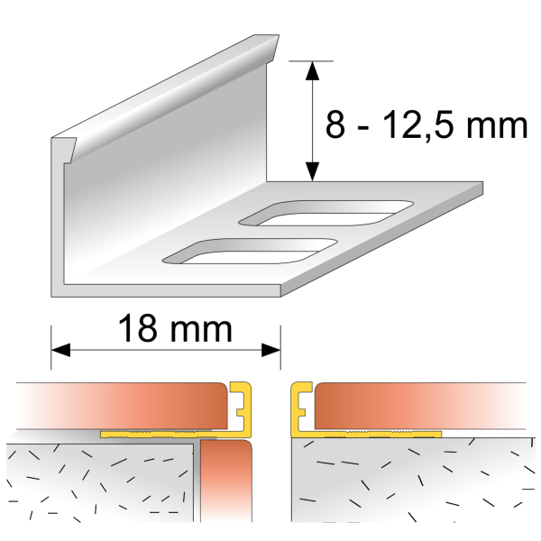 2.5m Long PVC Straight Edge L Shaped Tile Trim