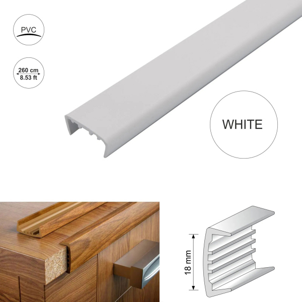 PVC U Section Melamine Furniture Plastic Edge Trim 18mm