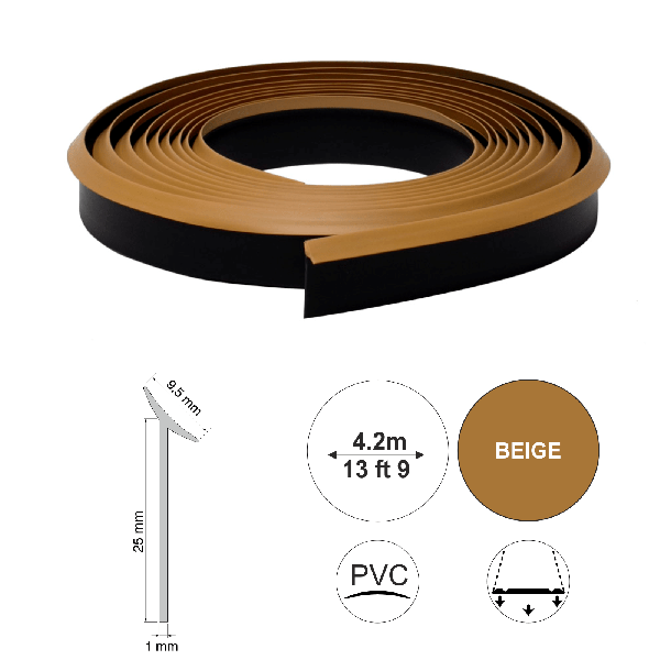 Self Adhesive 25mm high UPVC Flexible Worktop Seal Strip Trim 9.5mm Thick