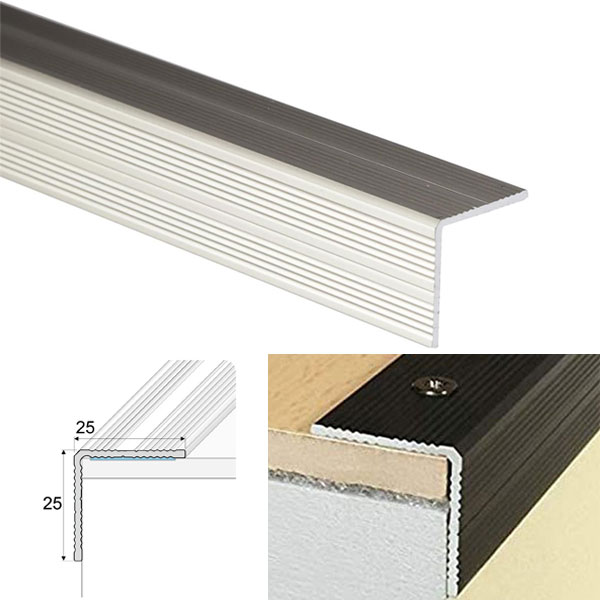 Self Adhesive Aluminium Anodised Anti Slip Stair Nosing Edge Trim 