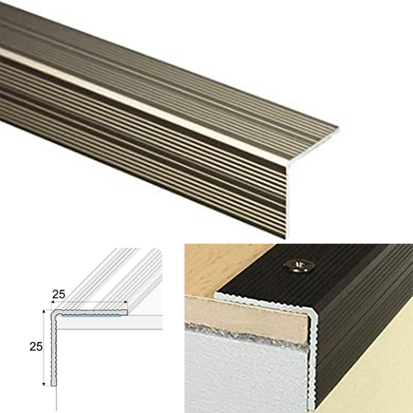 Self Adhesive Aluminium Anodised Anti Slip Stair Nosing Edge Trim 