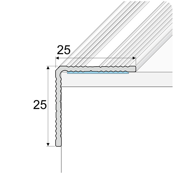 Self Adhesive Aluminium Anodised Anti Slip Stair Nosing Edge Trim 