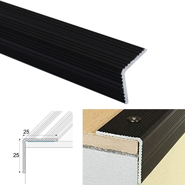 Self Adhesive Aluminium Anodised Anti Slip Stair Nosing Edge Trim 