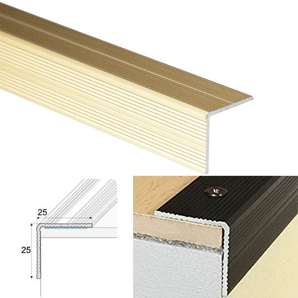 Self Adhesive Aluminium Anodised Anti Slip Stair Nosing Edge Trim 