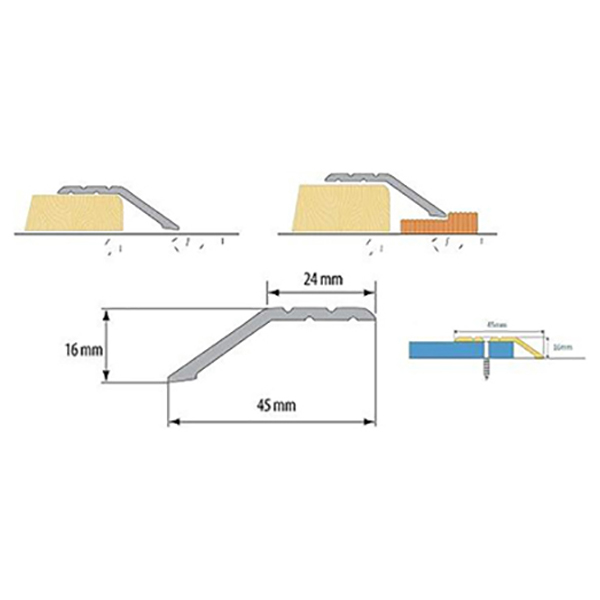 Self Adhesive Aluminium Door Trim For Laminate Floors at Different Levels 