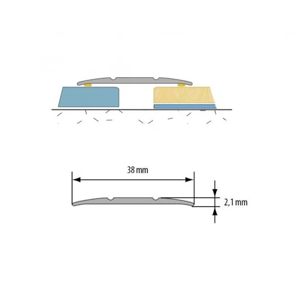 2mm Thick Self-Adhesive Anodised Aluminium Floor Bar Edge Trim Threshold