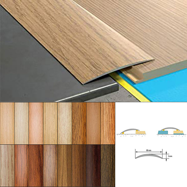 Self-Adhesive Wood Effect Transition Strip Carpet Cover 80mm Wide Door Floor Threshold