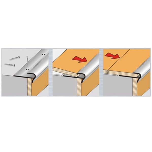 Anodised Aluminum Stair Nosing for 14 to 16mm Flooring Edge Trim 