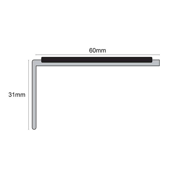 62.5mm x 35mm Slimline PVC Hard Nose Stair Nosing with PVC Insert