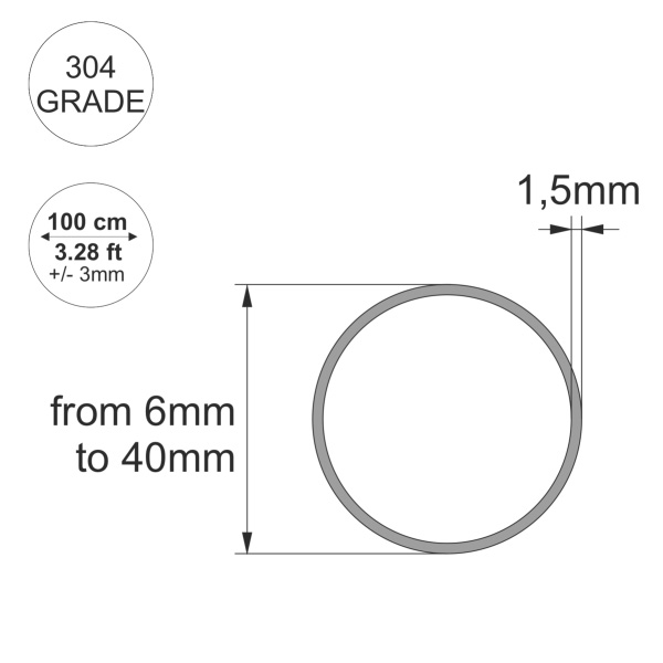 Stainless Steel Round Tube / Pipe 304 Grade