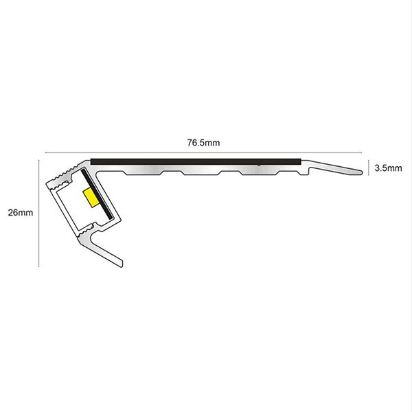 76.5mm x 26mm Stair Nosing Vision Light Down With PVC Insert