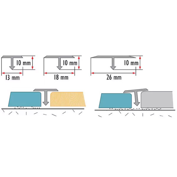 T Bar Aluminium Threshold Trim Door 1m Strip Profile