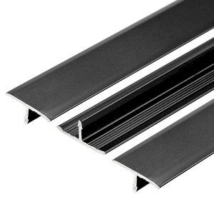 T Molding Floor Transition Black Strip, Door/Carpet to Tile - 3 Pcs