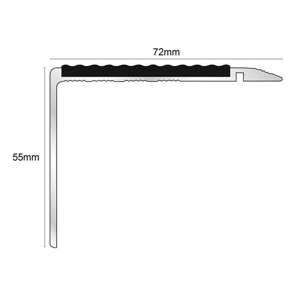 72mm x 55mm External Stair Nosing With Non Slip Tredsafe PVC Insert