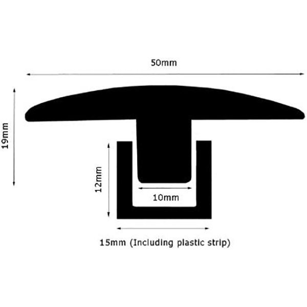 Twin T Moulding Door Threshold with Plastic Fixing Strip Pre-Finished