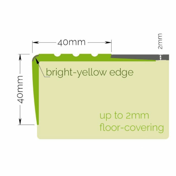 40mm Warning Rubber Angle Anti Slip Stair Nosing