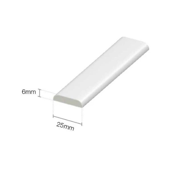 25mm D Mould Rounded Edge White Trim