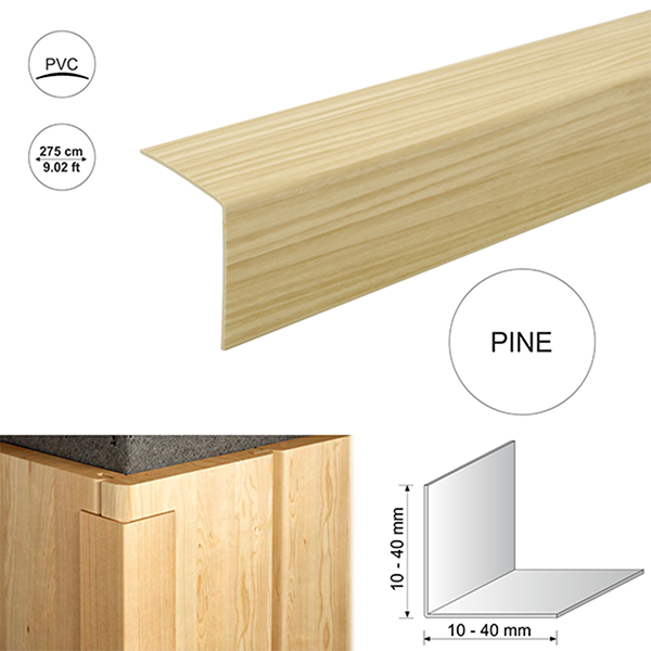 2.75m long Wood Effect Plastic Pvc Corner 90 Degree Angle Trim