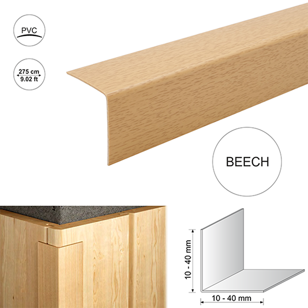 2.75m long Wood Effect Plastic Pvc Corner 90 Degree Angle Trim