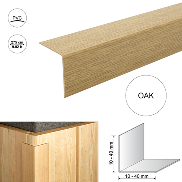 2.75m long Wood Effect Plastic Pvc Corner 90 Degree Angle Trim