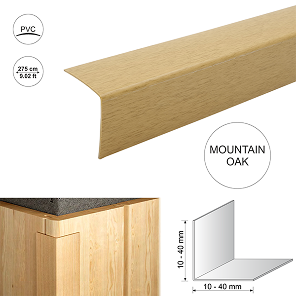 2.75m long Wood Effect Plastic Pvc Corner 90 Degree Angle Trim