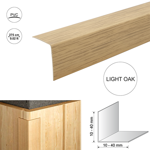 2.75m long Wood Effect Plastic Pvc Corner 90 Degree Angle Trim