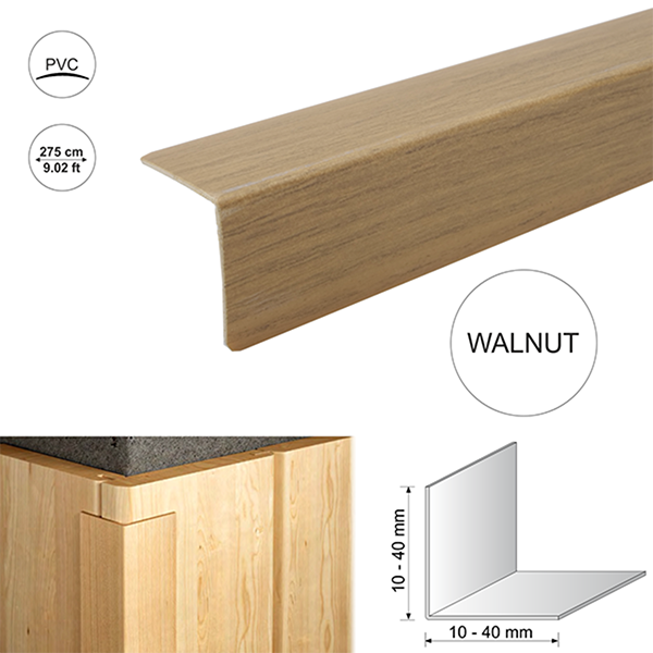 2.75m long Wood Effect Plastic Pvc Corner 90 Degree Angle Trim